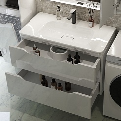 Style Line Тумба под раковину Марелла 90 Люкс Plus антискрейтч подвесная белая – фотография-2